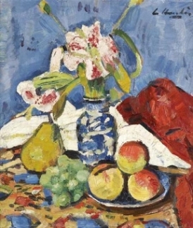 G.L. Hunter, Still Life of Lilies and Fruit