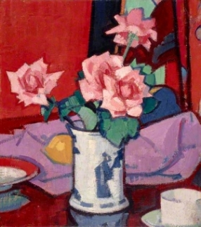 S.J. Peploe, Pink Roses, Chinese Vase