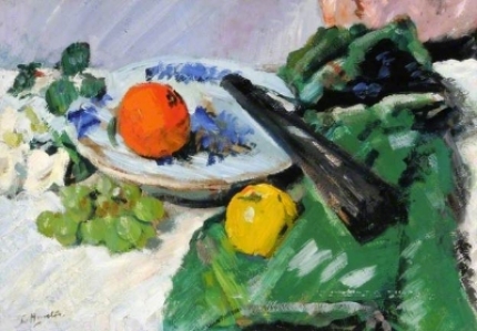 G.L. Hunter, Still Life with Fruit and Black Fan
