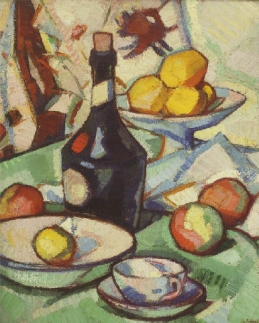 S.J. Peploe, Still Life with Benedictine Bottle